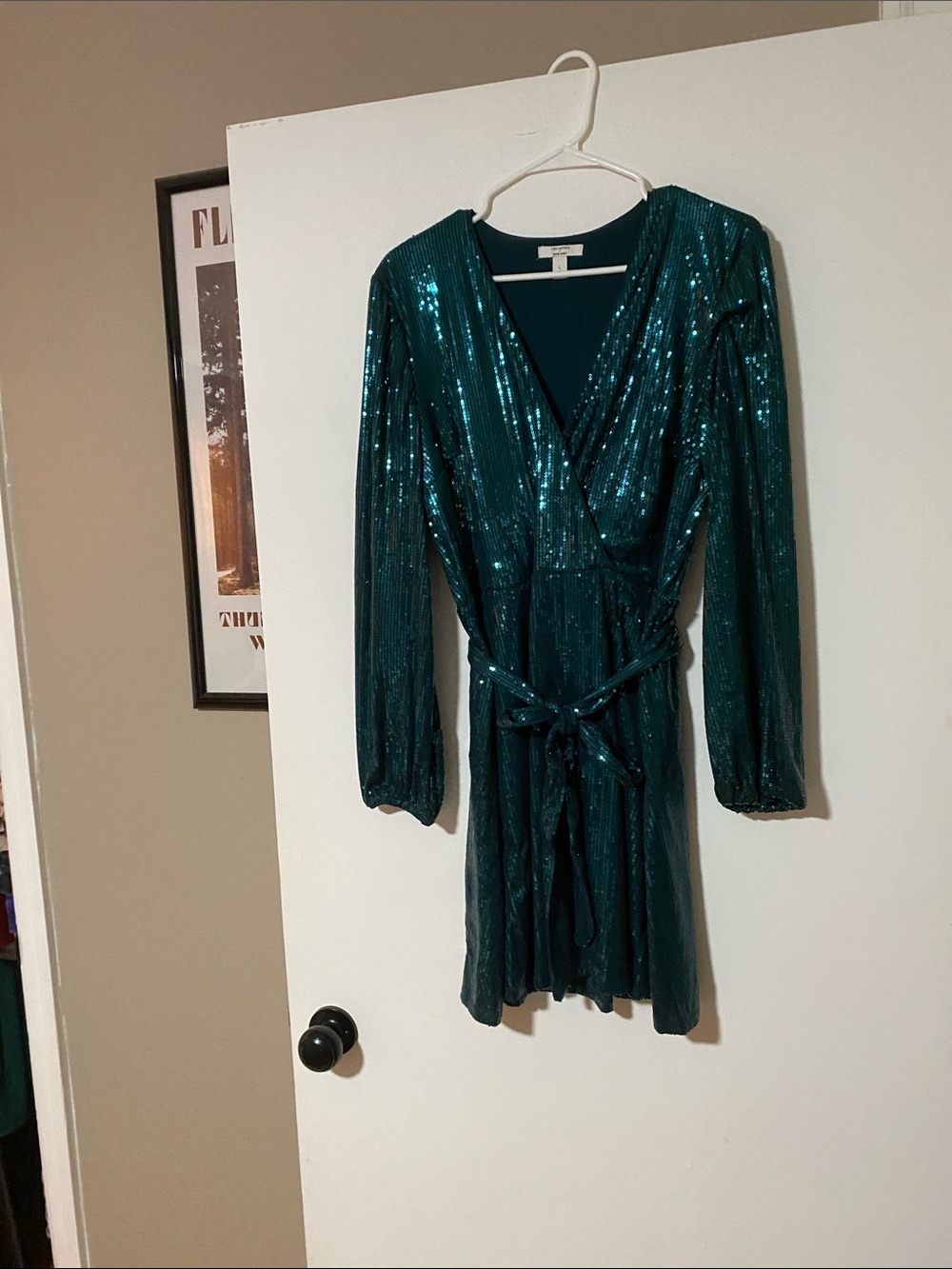 Nine West Teal Green Sequin Mini Dress